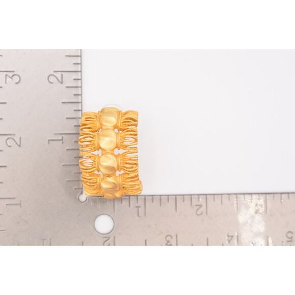 Givenchy Vintage Dangle Earrings Brushed Gold Rope Tassel Chunky Signed 80s Bin7 - Picture 11 of 12